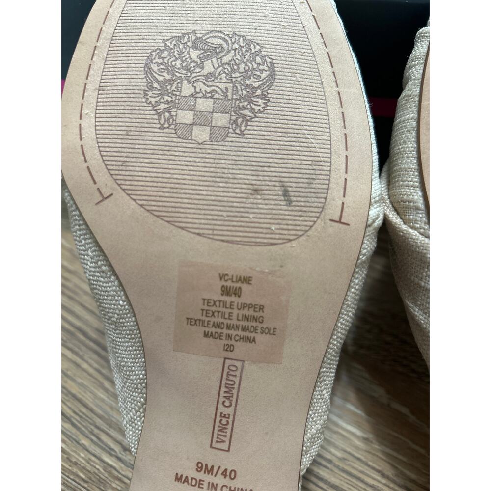 Vince Camuto Liane Natural Linen Raffia Slide Sandals Gold Ring Round Heel New 9 - Picture 9 of 14